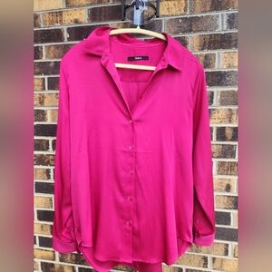 Quince silk blouse , XL, cerise